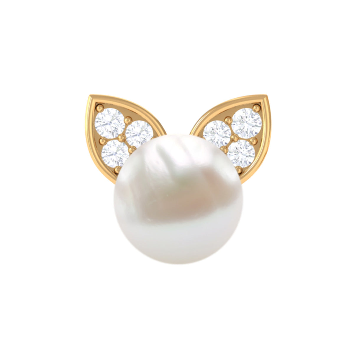 Cute Freshwater Pearl and Diamond Cat Cartilage Earring
