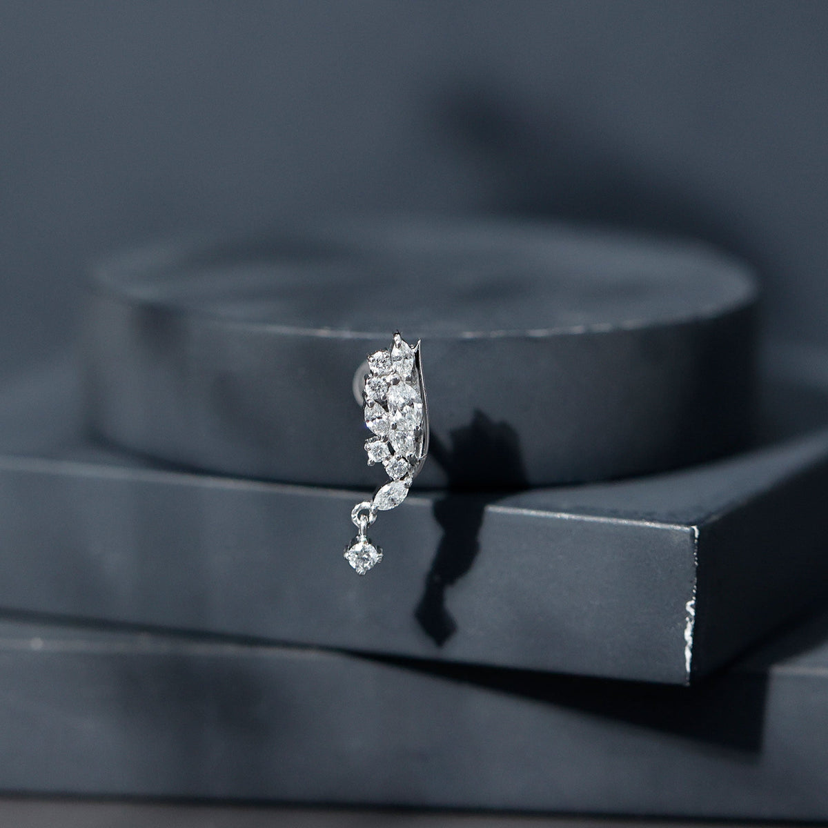 Unique Moissanite Wing Earring for Cartilage Piercing