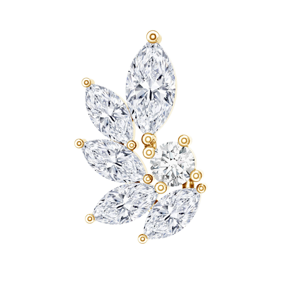 Marquise and Round Cut Moissanite Earring for Cartilage Piercing