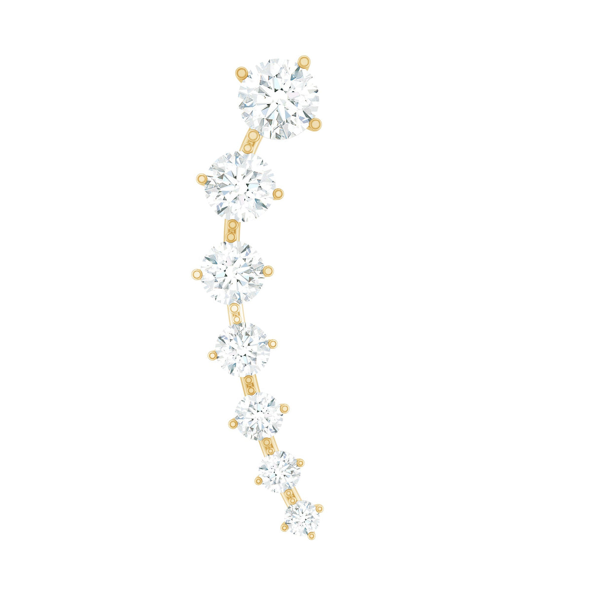 Graduated Style Moissanite Ear Crawler Earring for Helix Piercing