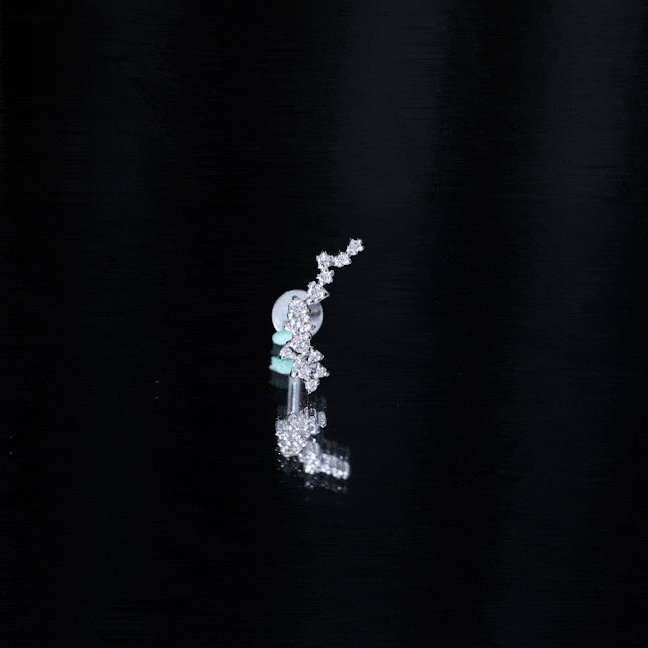Diamond Cluster Crawler Earring for Helix Piercing
