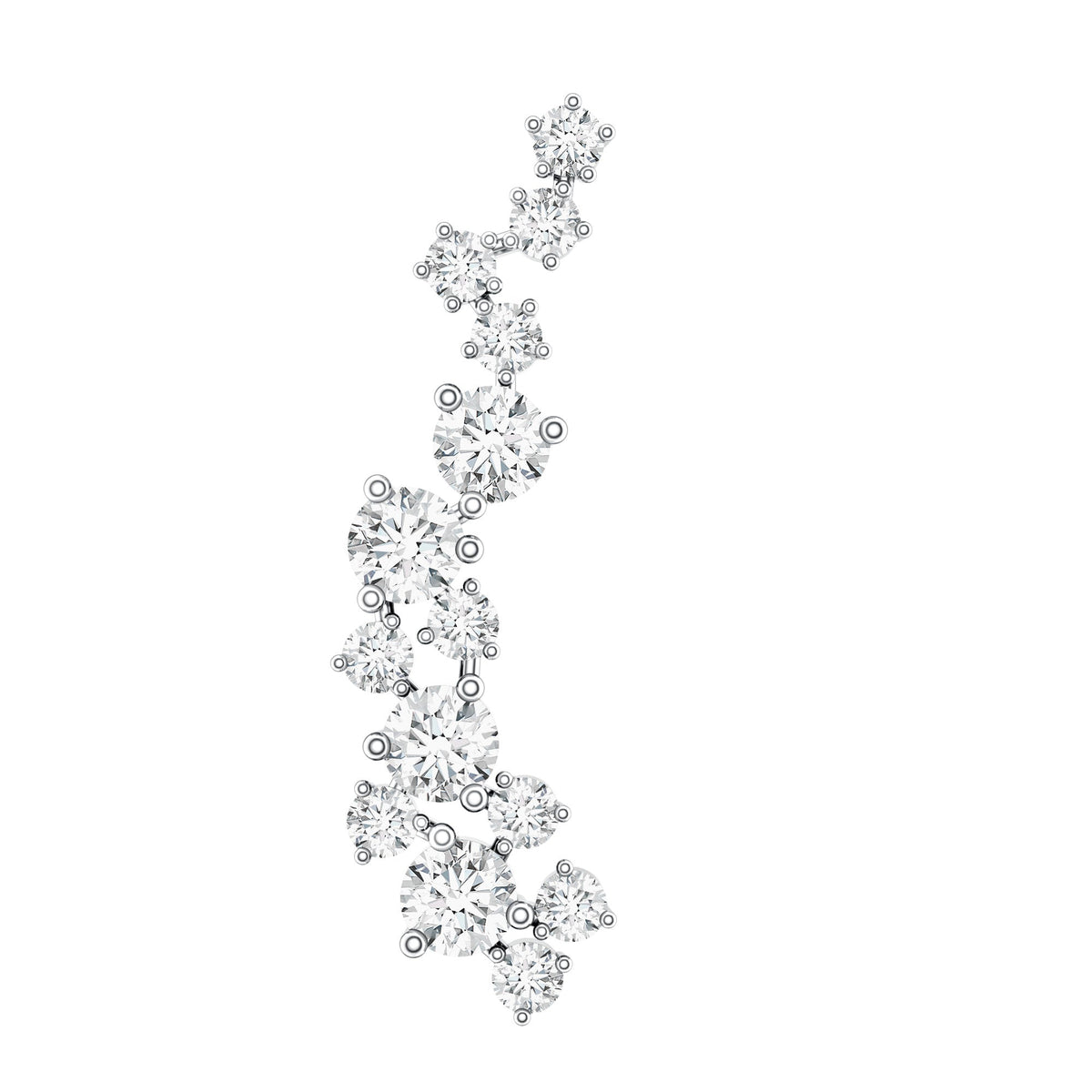 Diamond Cluster Crawler Earring for Helix Piercing