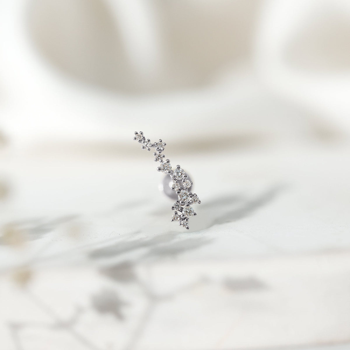 Diamond Cluster Crawler Earring for Helix Piercing