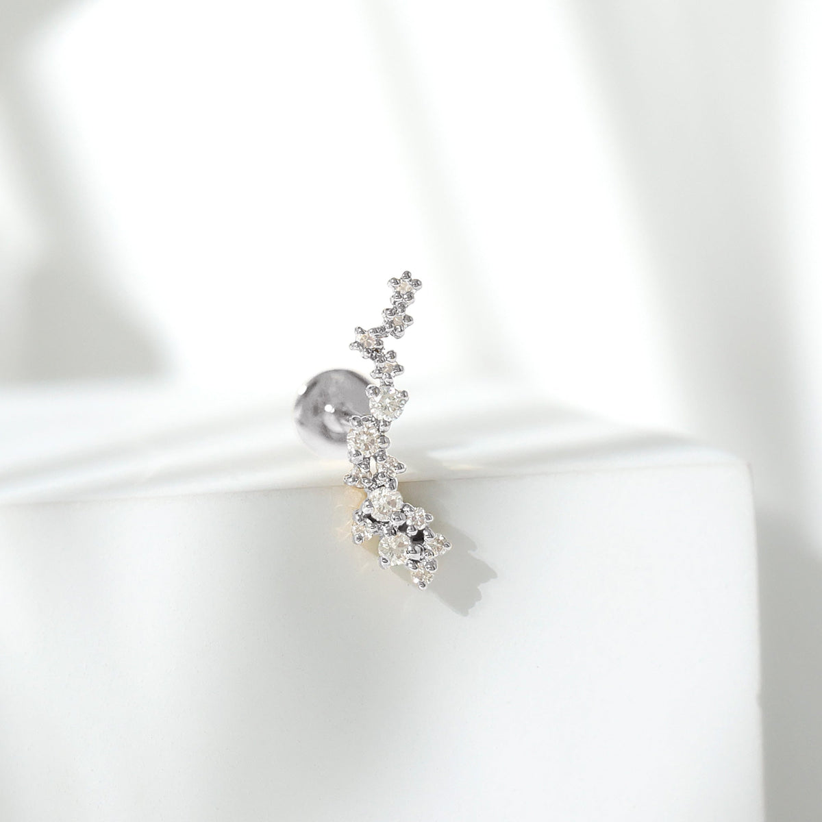 Diamond Cluster Crawler Earring for Helix Piercing