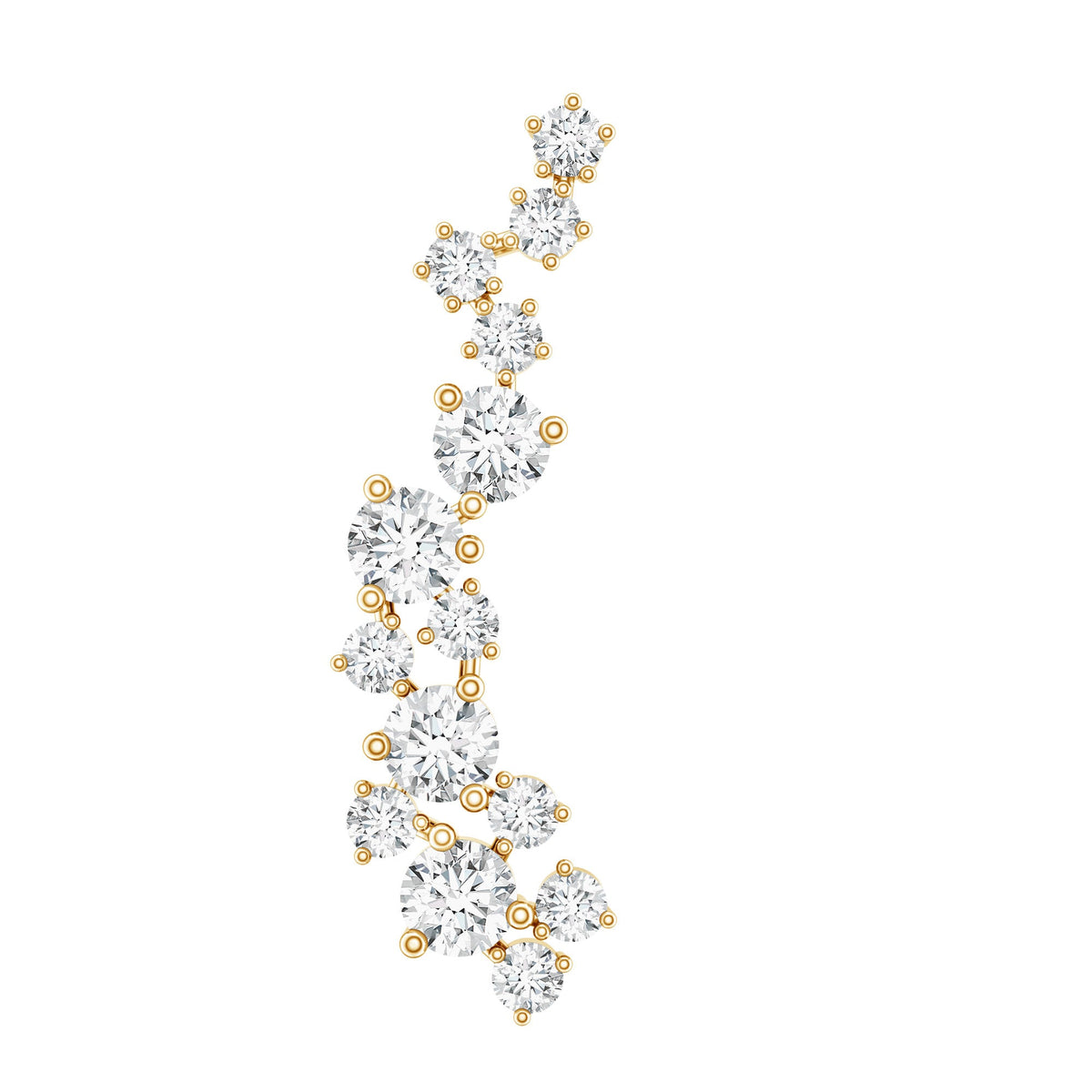 Diamond Cluster Crawler Earring for Helix Piercing