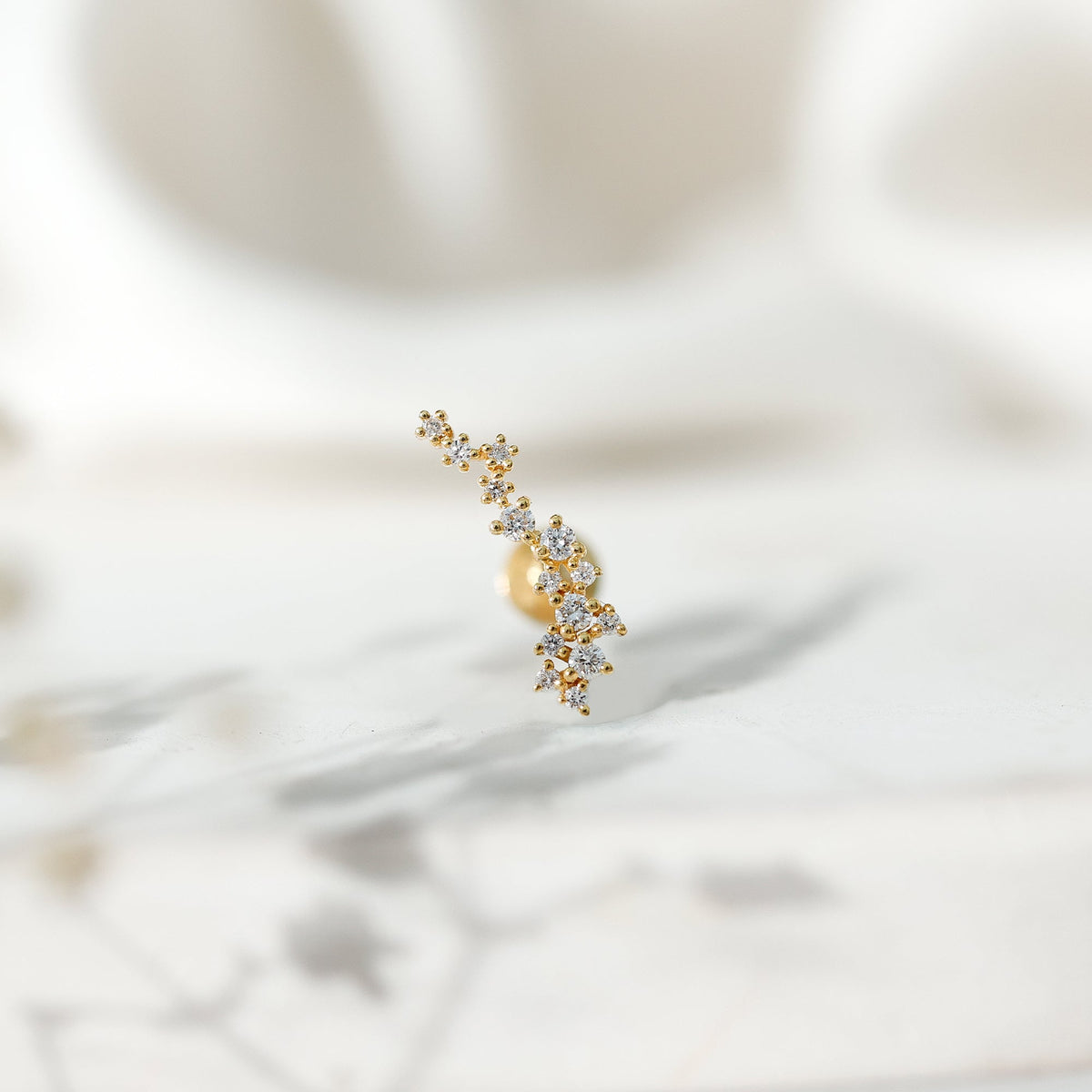Diamond Cluster Crawler Earring for Helix Piercing