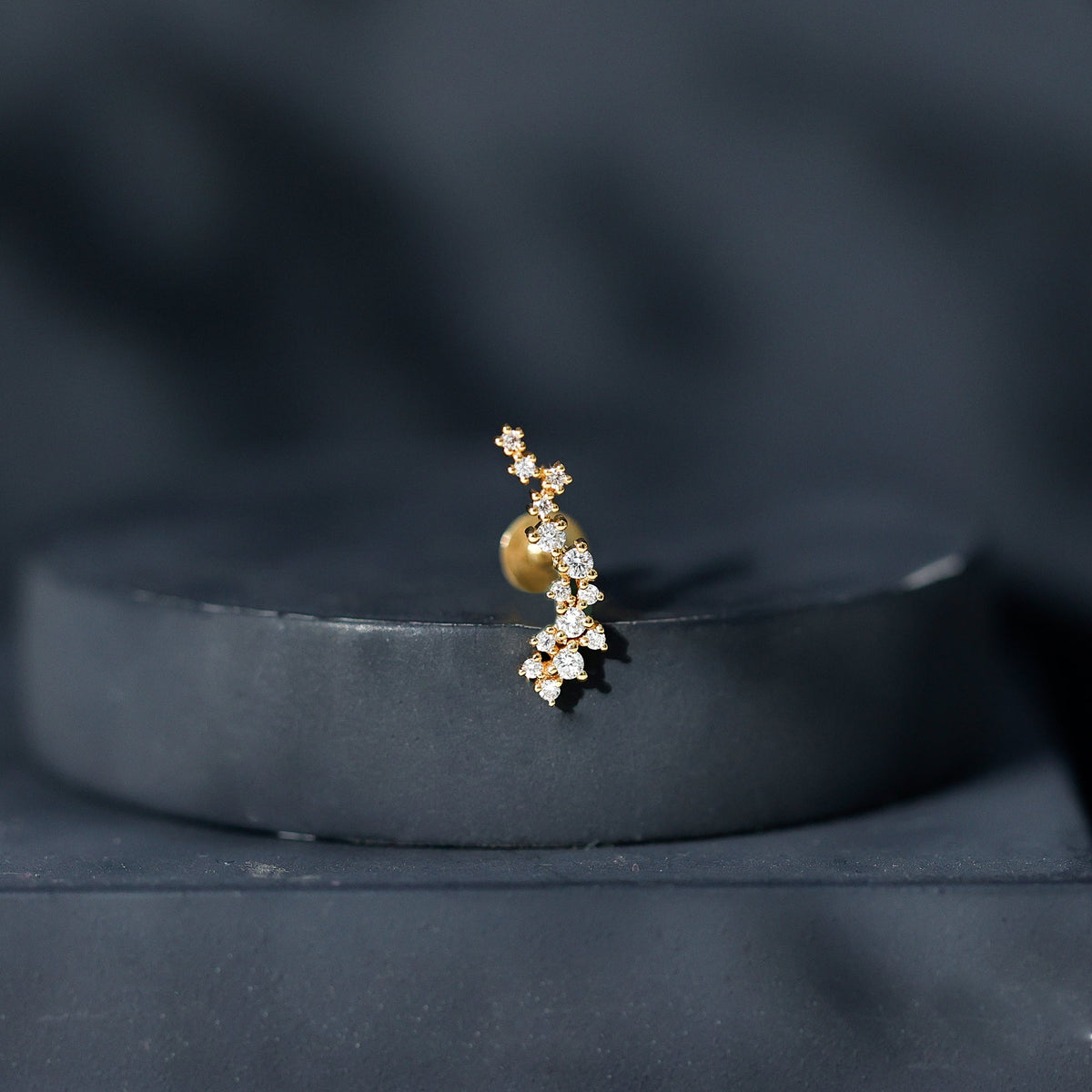 Diamond Cluster Crawler Earring for Helix Piercing