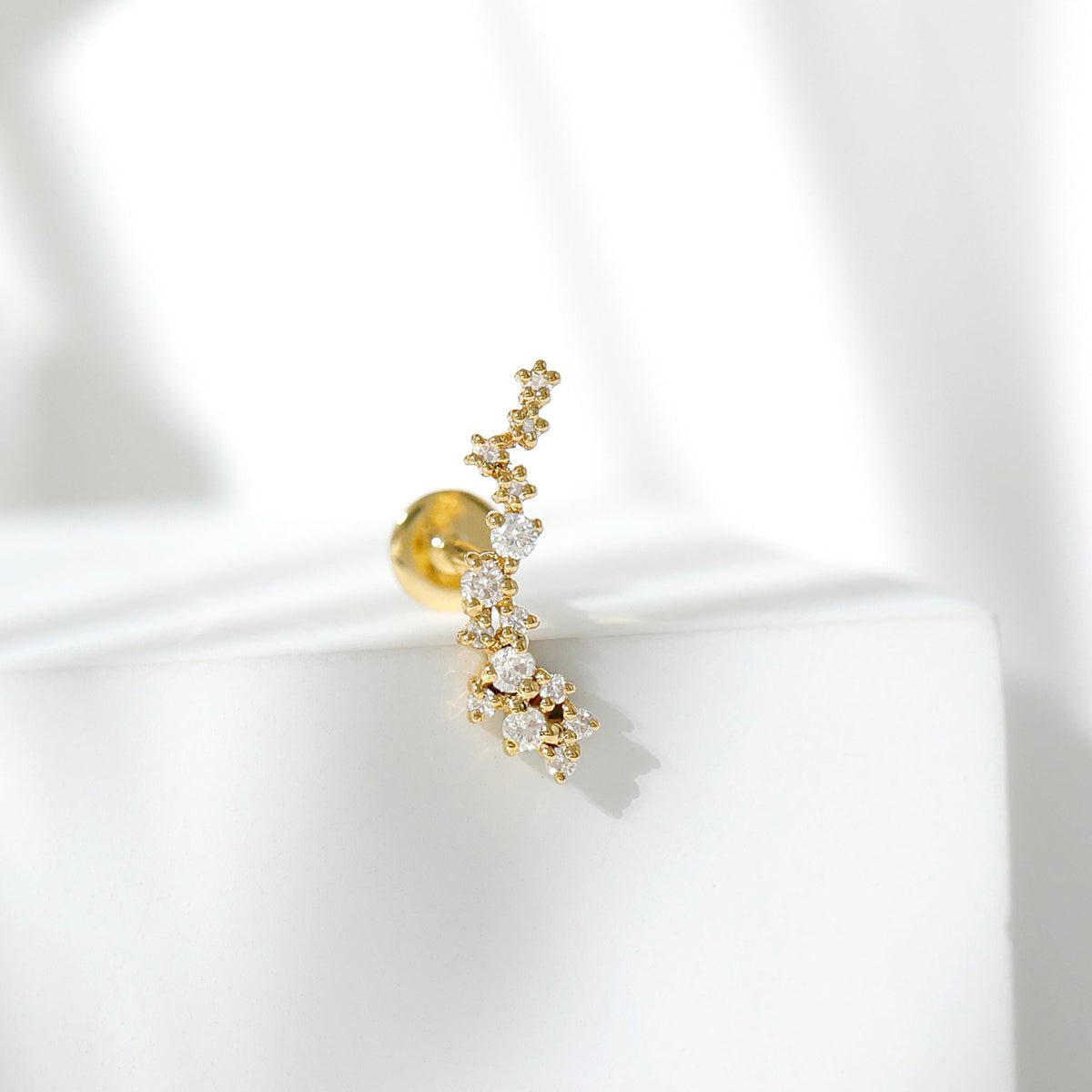 Diamond Cluster Crawler Earring for Helix Piercing