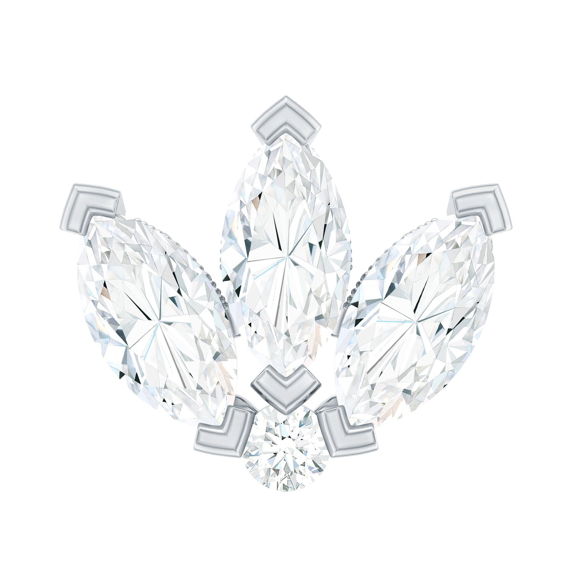 Certified Marquise Moissanite Lotus Flower Earring for Helix Piercing