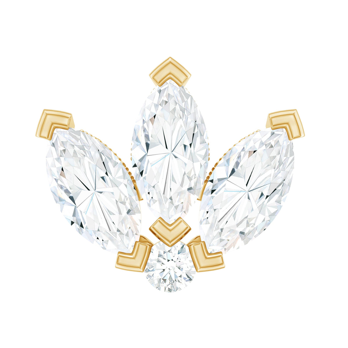 Certified Marquise Moissanite Lotus Flower Earring for Helix Piercing