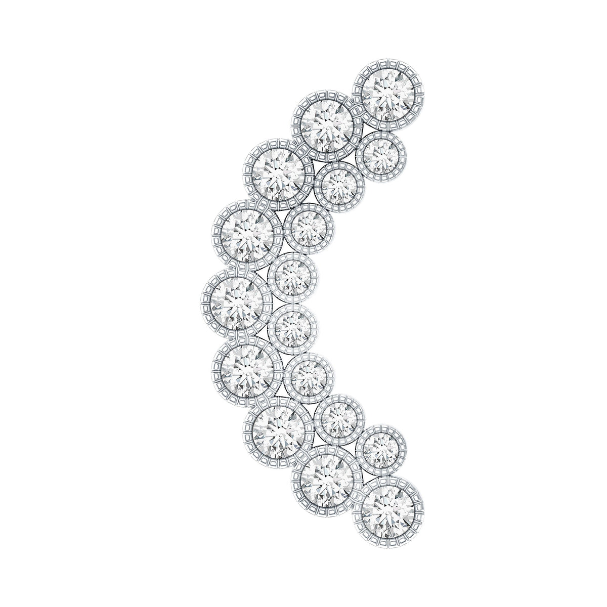 Moissanite Curved Helix Earring in Milgrain Bezel Setting