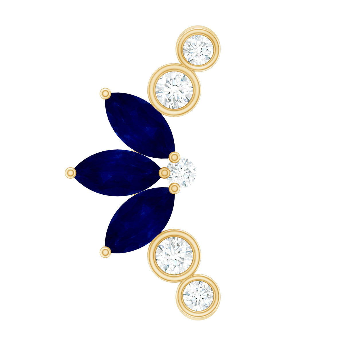 Natural Blue Sapphire Ear Crawler Earring