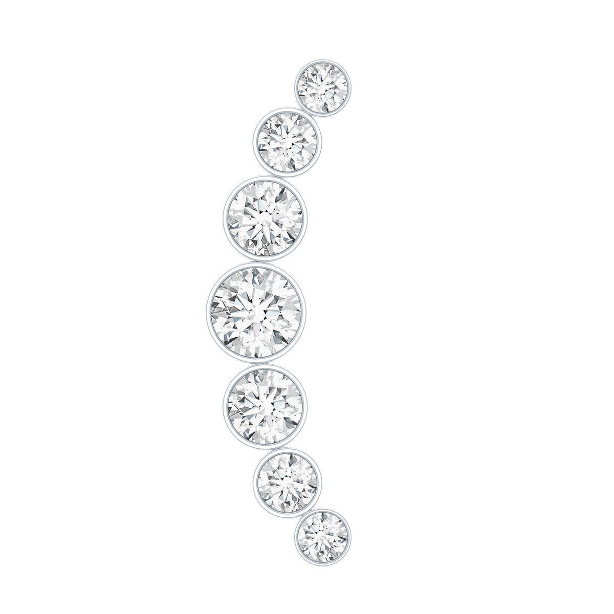 Graduated Bezel Set Moissanite Curved Crawler Earring