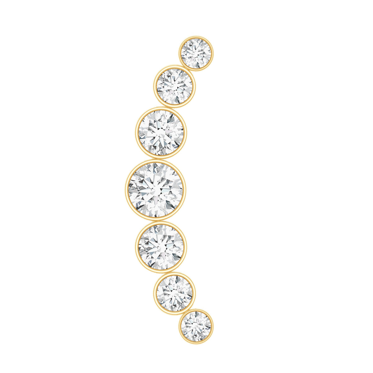 Graduated Bezel Set Moissanite Curved Crawler Earring