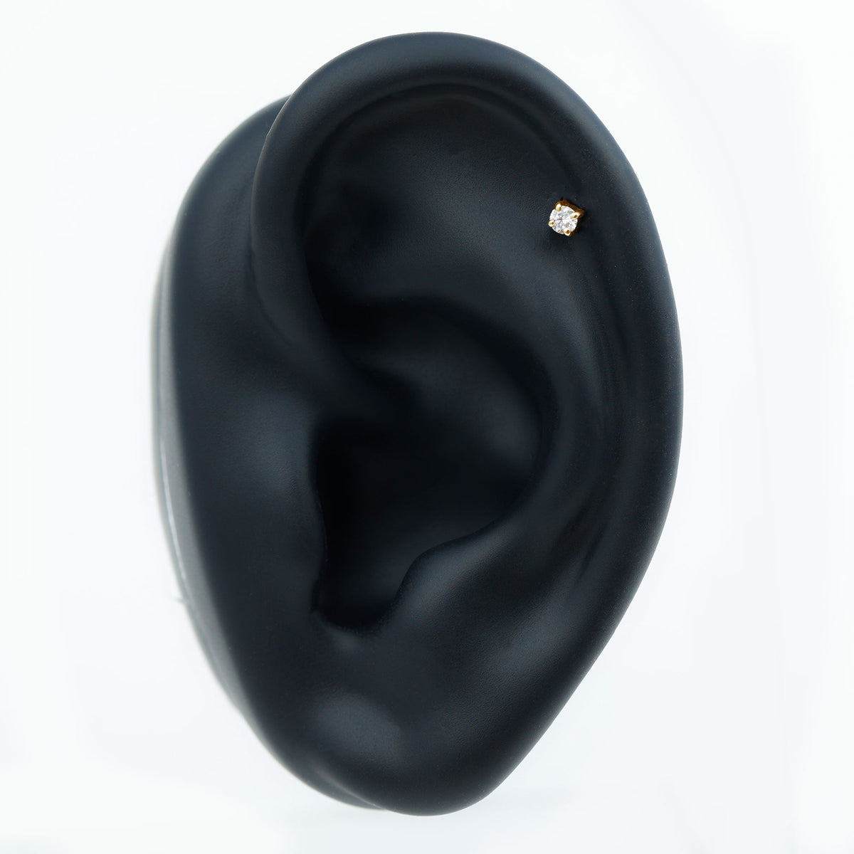 Dainty Round Diamond Conch Earring in Prong Setting