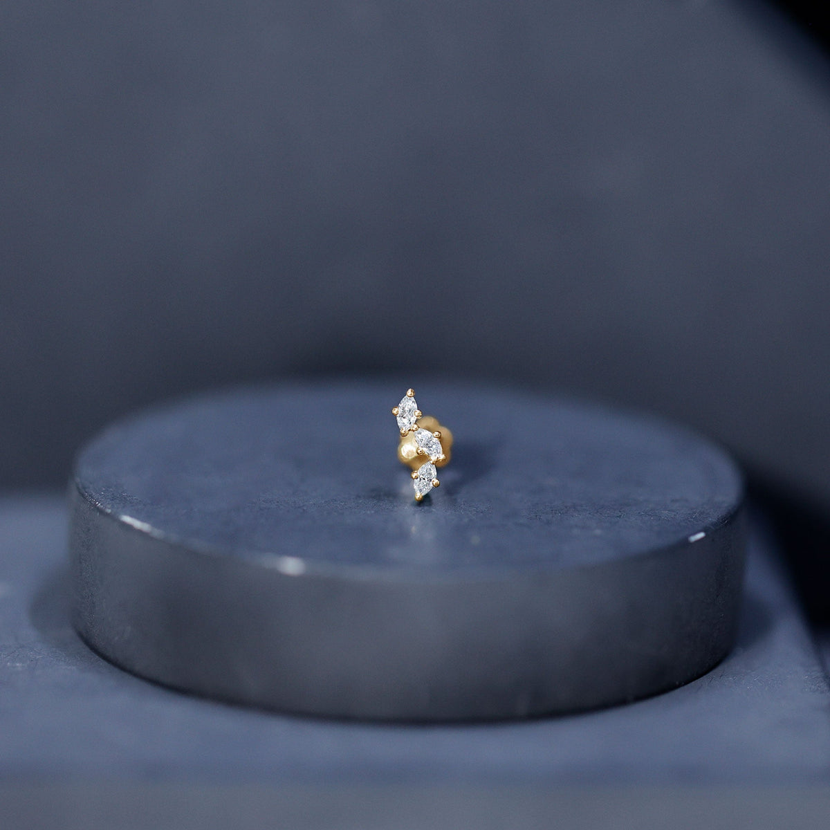 Marquise Cut Moissanite 3 Stone Tragus Earring