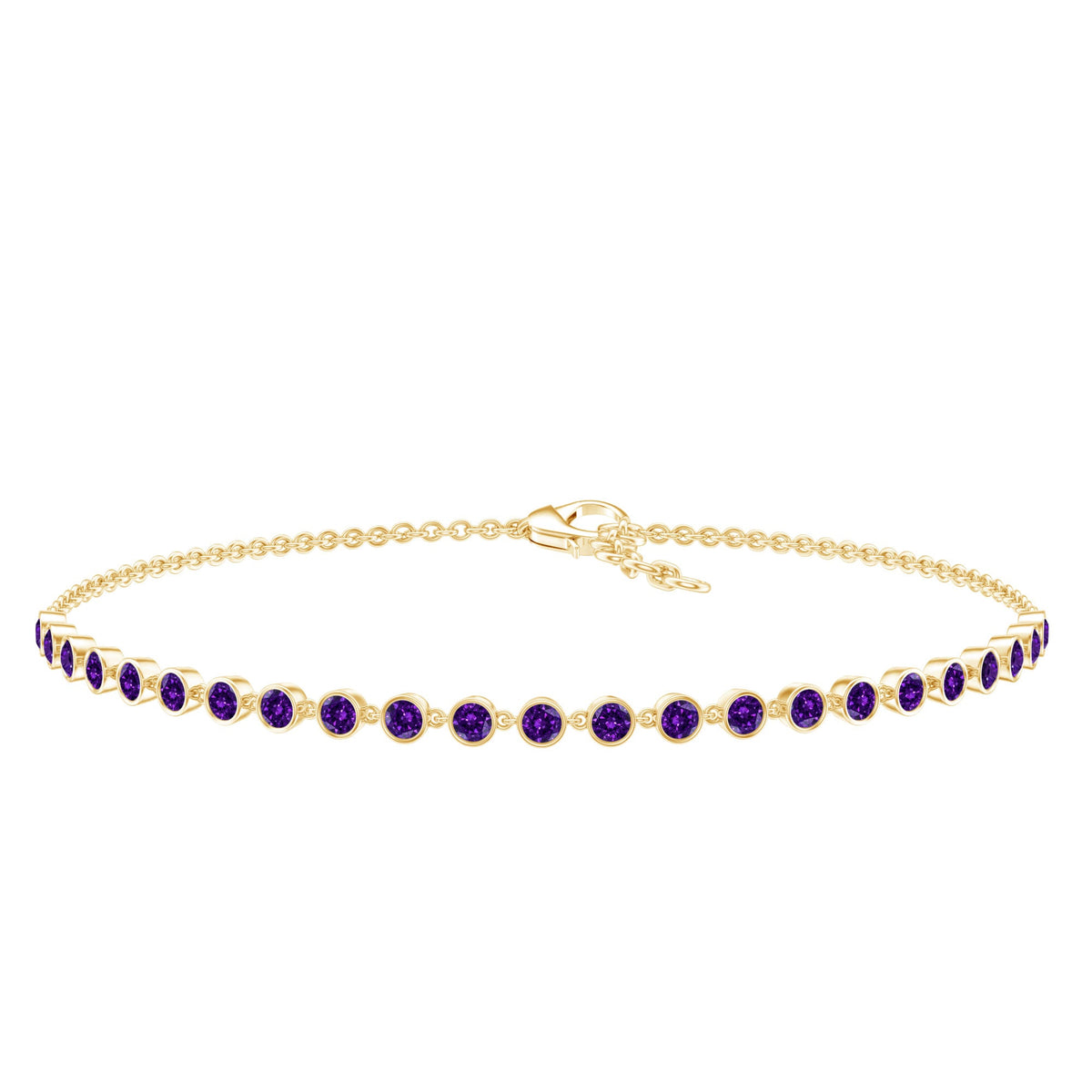 Minimalist Bezel Set Amethyst Chain Bracelet