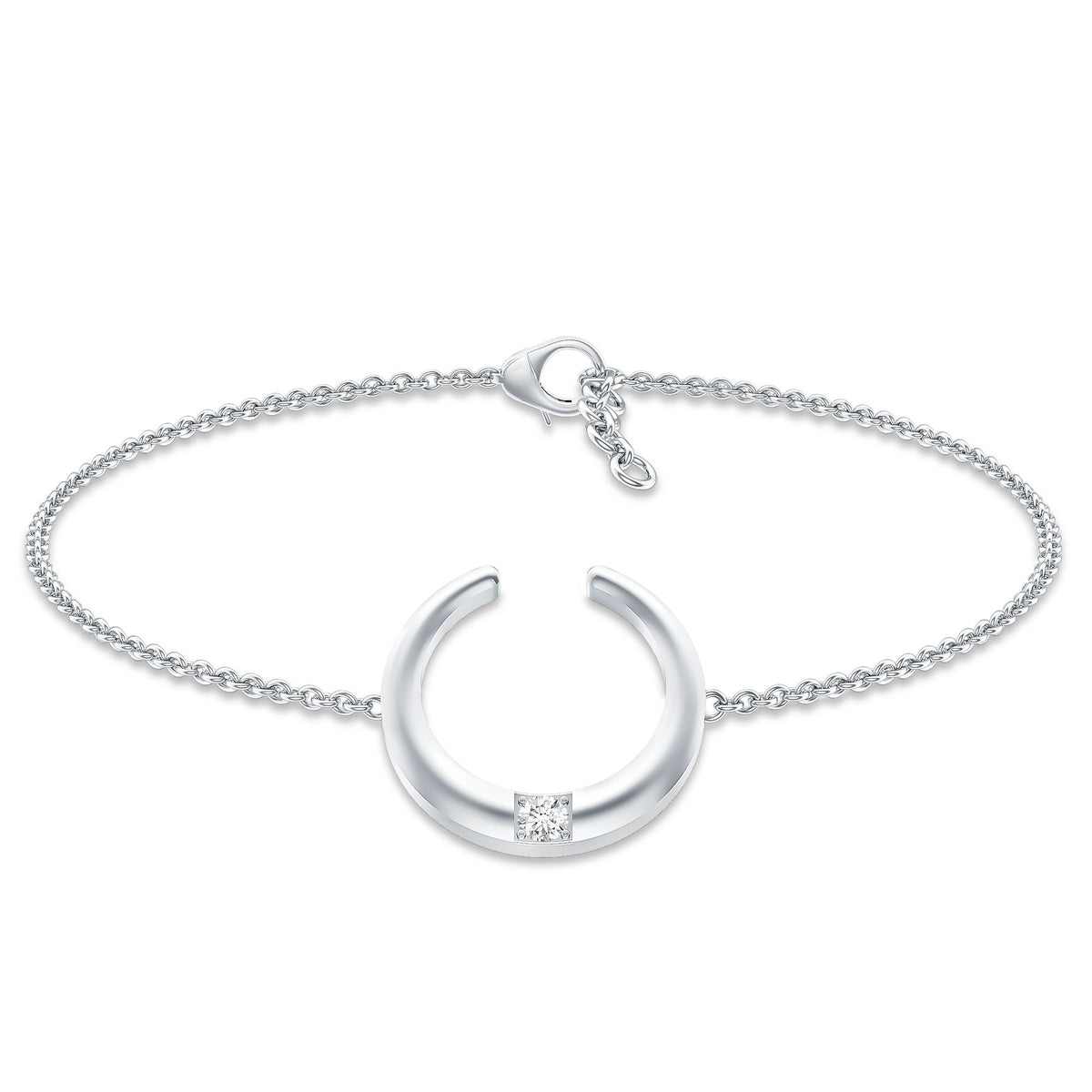 Certified Diamond Moon Chain Bracelet
