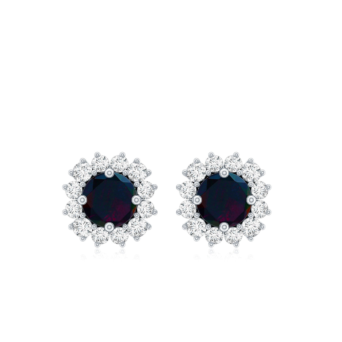 Genuine Black Opal Diamond Earrings with Screw Back