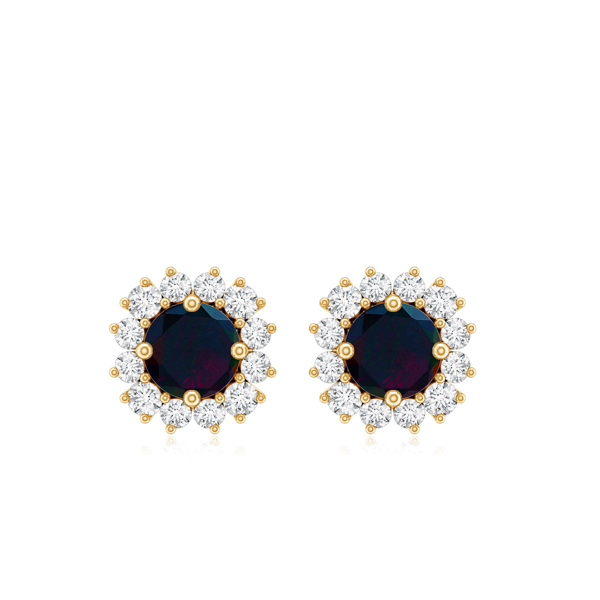 Genuine Black Opal Diamond Earrings with Screw Back