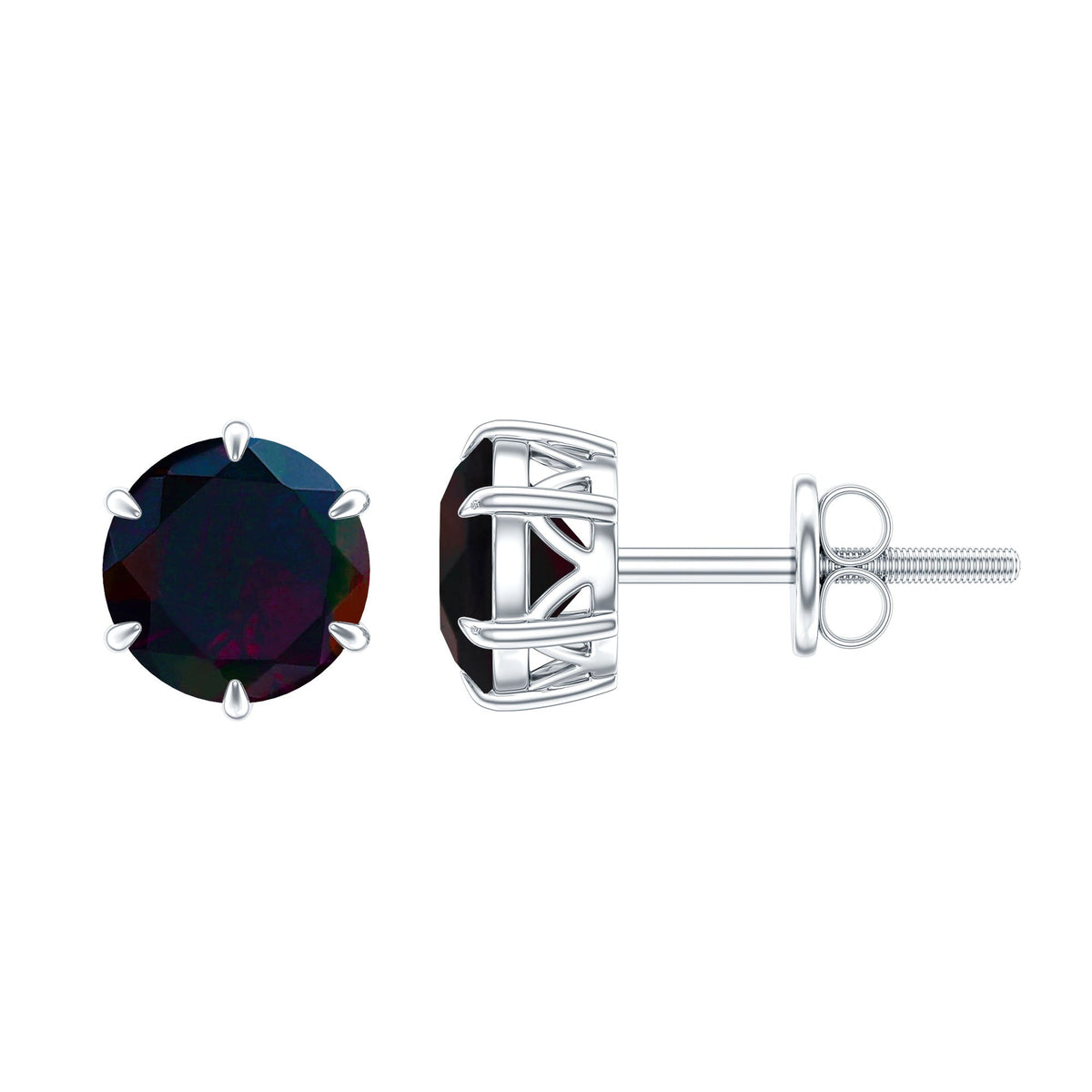 1.6 Carat Claw Set Black Opal Solitaire Stud earrings