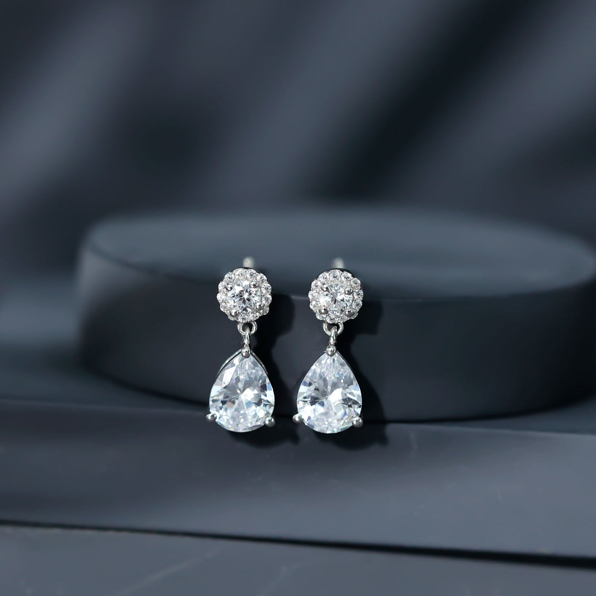 Certified 7X9 MM Zirconia Pear Drop Earrings for Wedding
