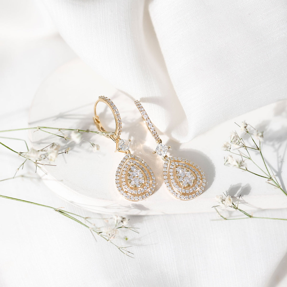 Certified Moissanite Teardrop Hoop Earrings for Women