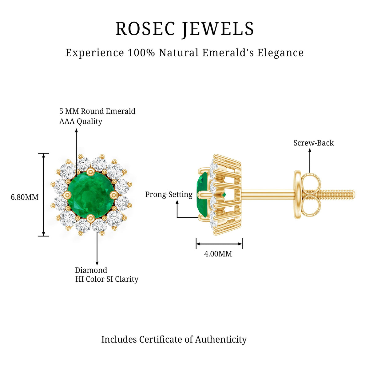 Classic Emerald Stud Earrings with Diamond Halo