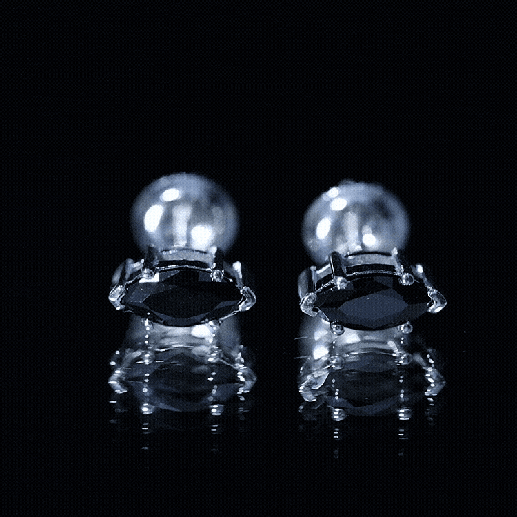 1.68 Carat Marquise Cut Lab Grown Black Diamond Stud Earrings