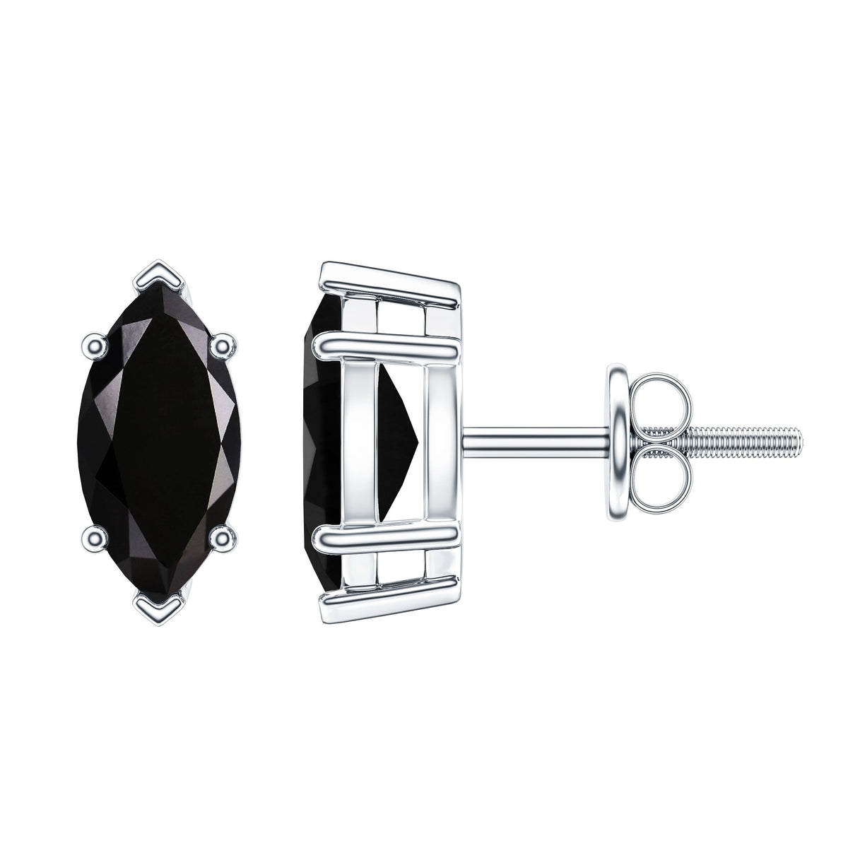 1.68 Carat Marquise Cut Lab Grown Black Diamond Stud Earrings