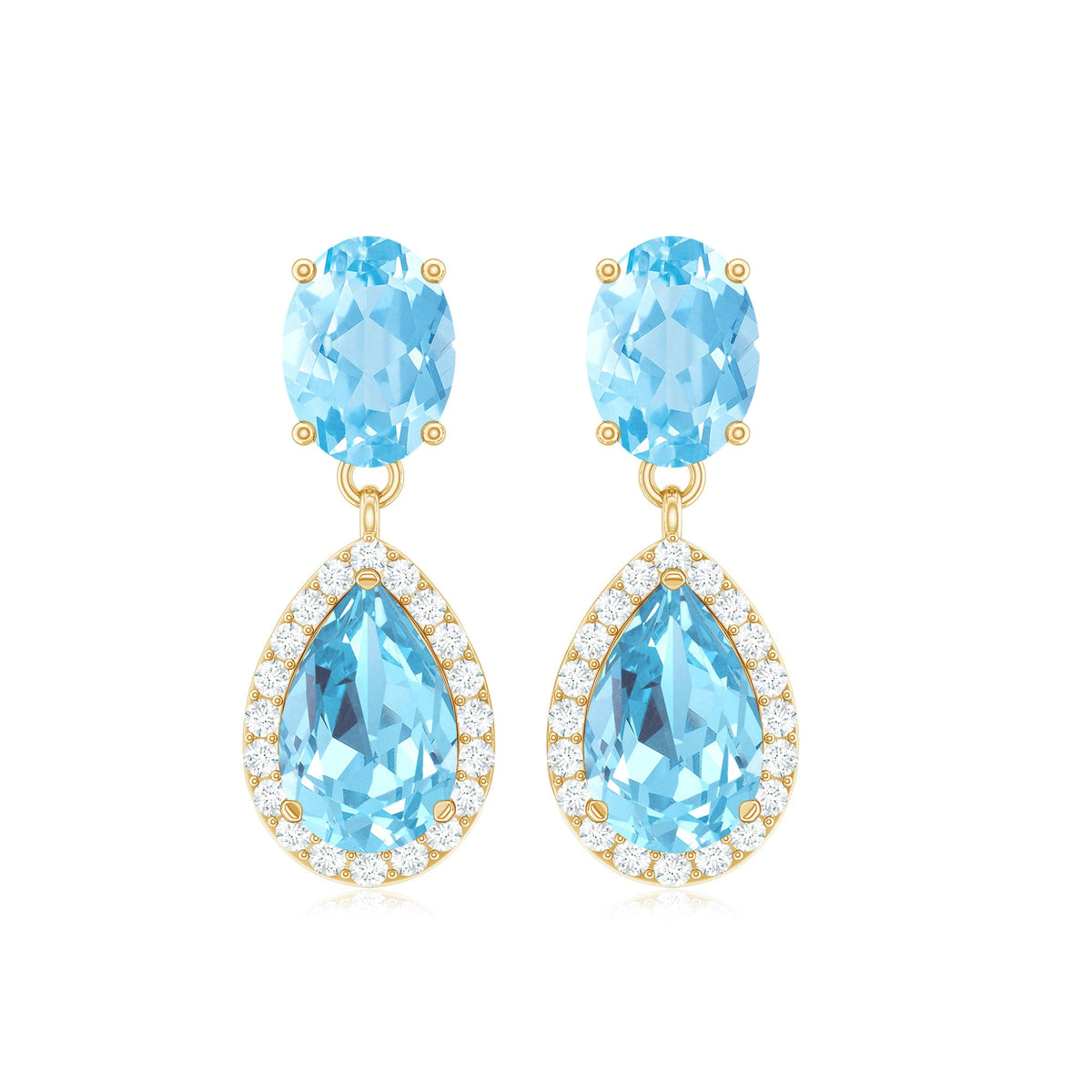 Certified Aquamarine and Diamond Dangle Drop Earrings