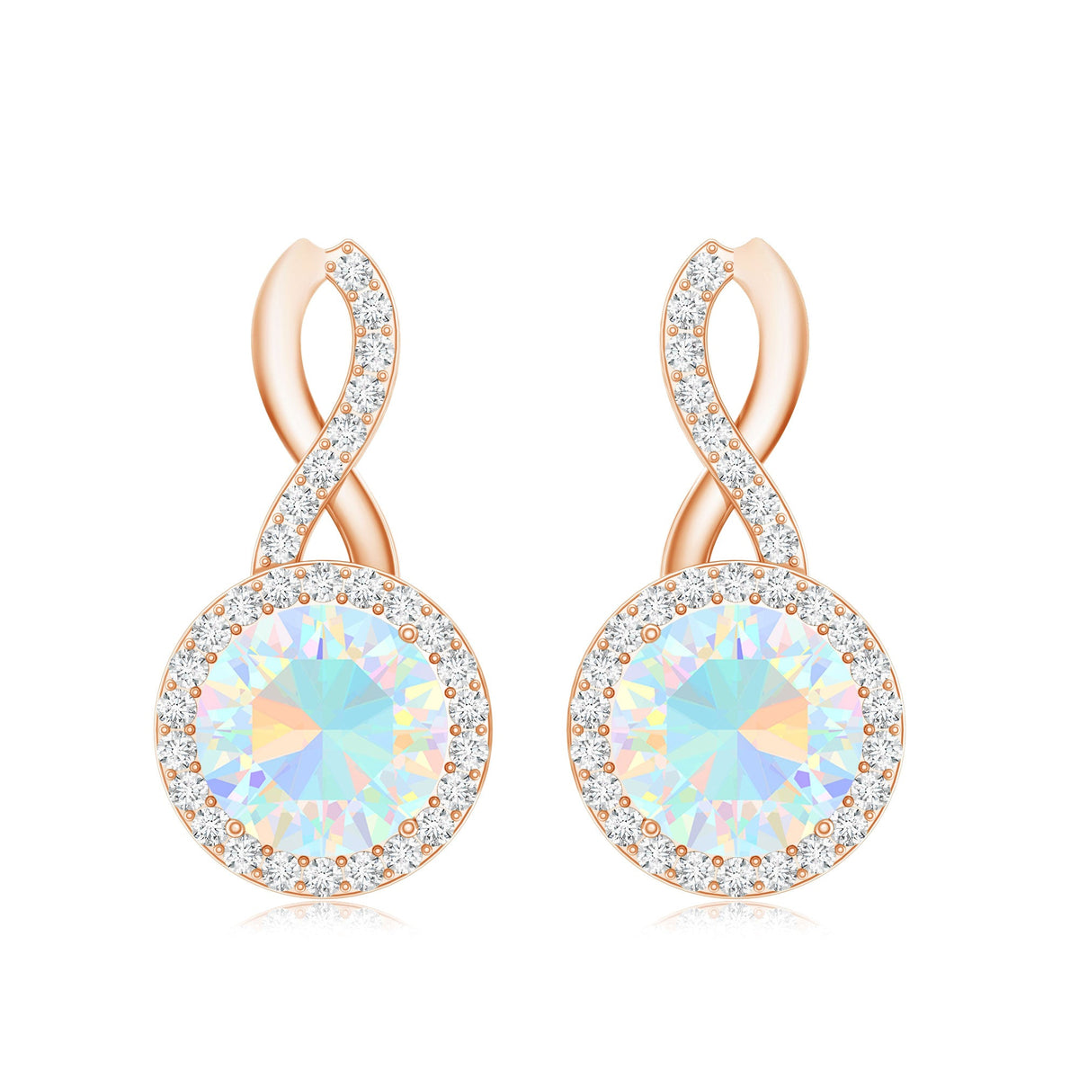 1 Carat Ethiopian Opal and Diamond Infinity Stud Earrings