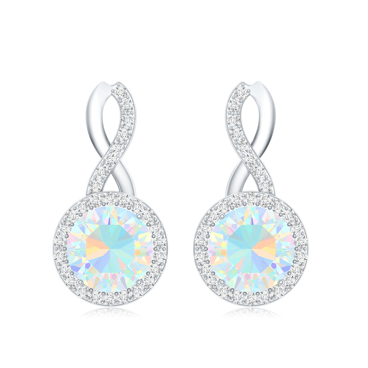 1 Carat Ethiopian Opal and Diamond Infinity Stud Earrings