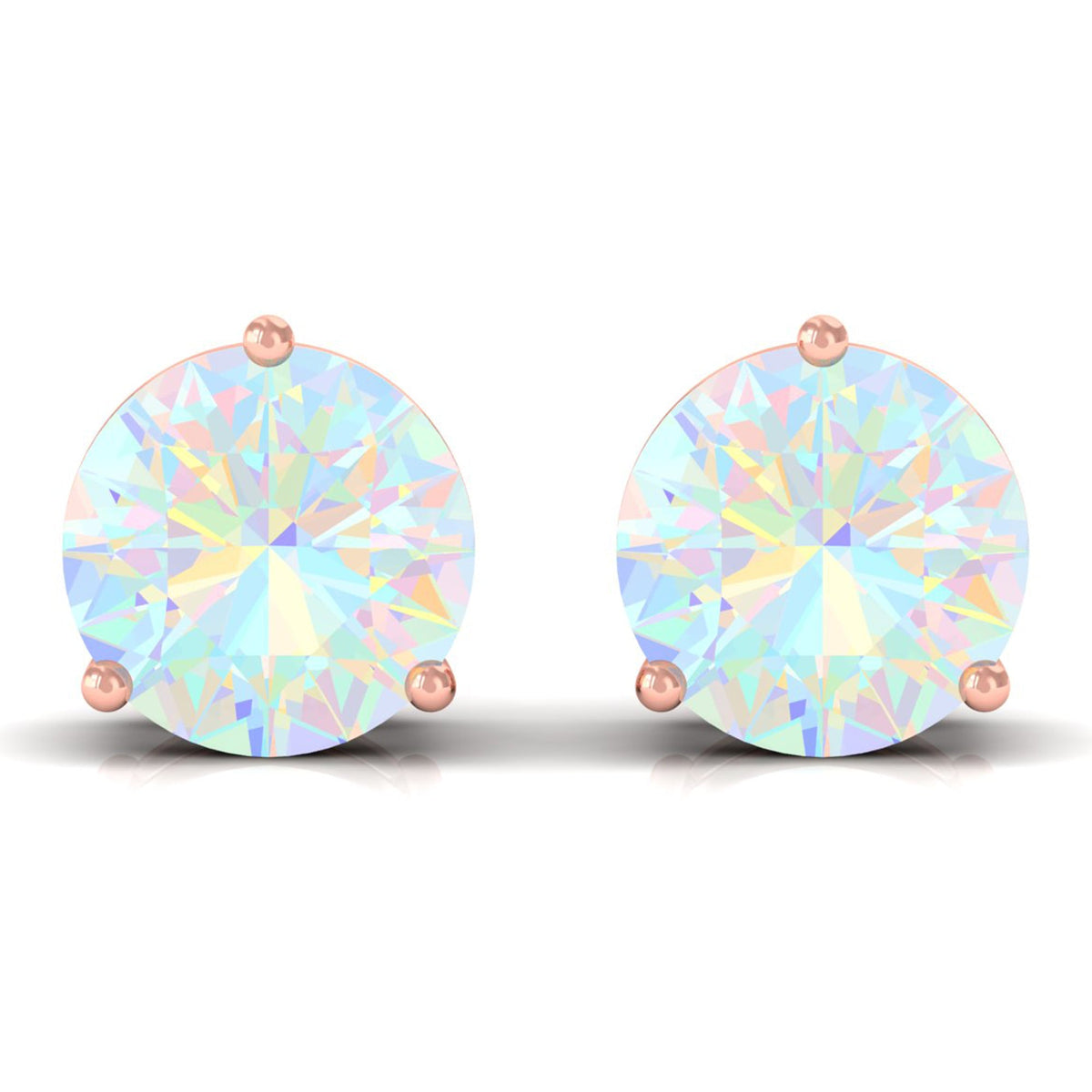 Minimalist Ethiopian Opal Solitaire Stud Earrings
