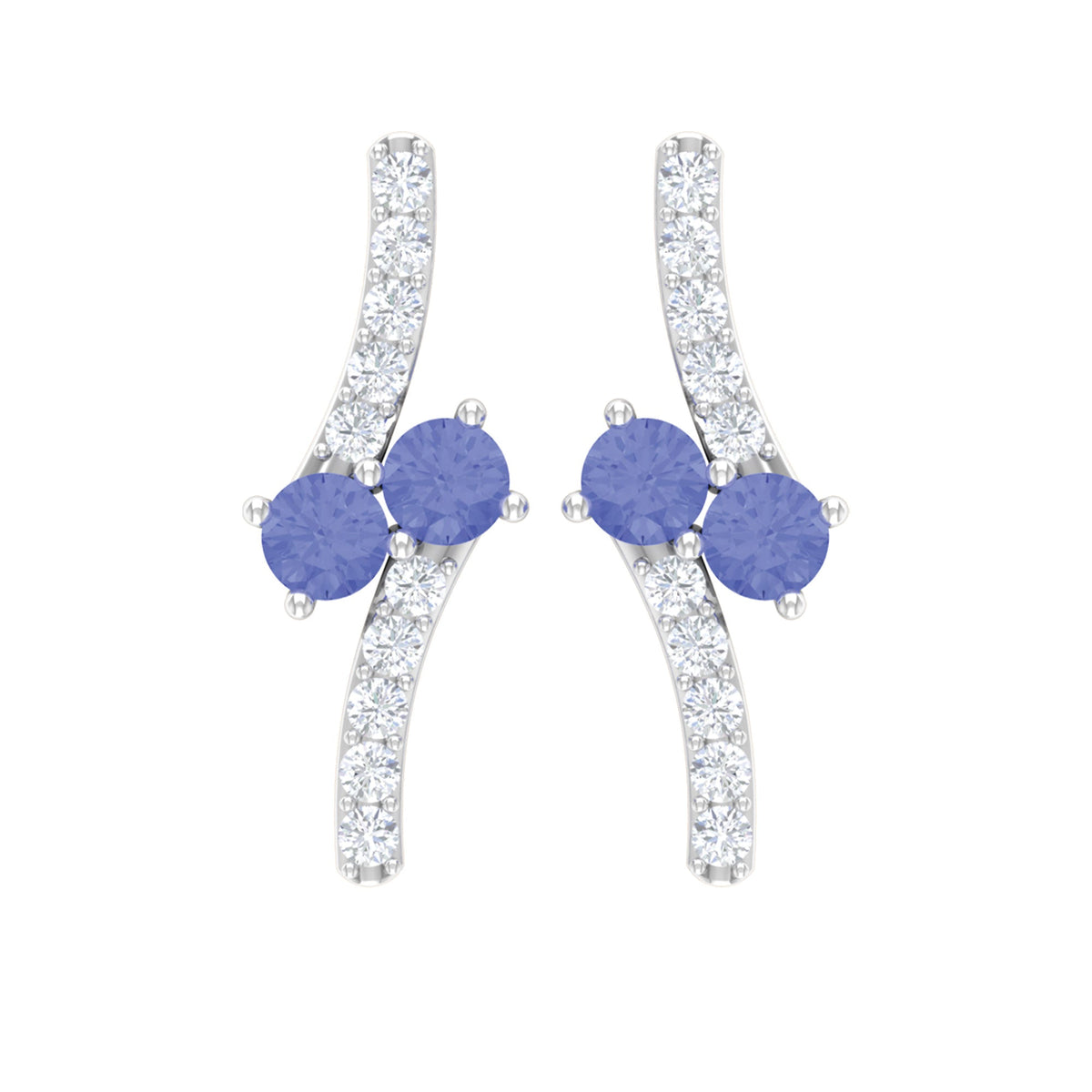 Real Tanzanite and Diamond Stud Earrings with Certificate