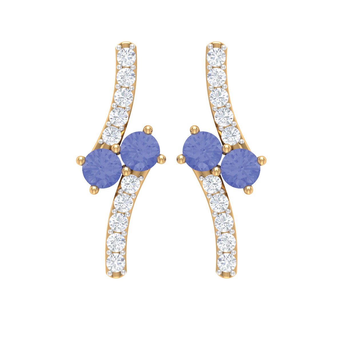 Real Tanzanite and Diamond Stud Earrings with Certificate