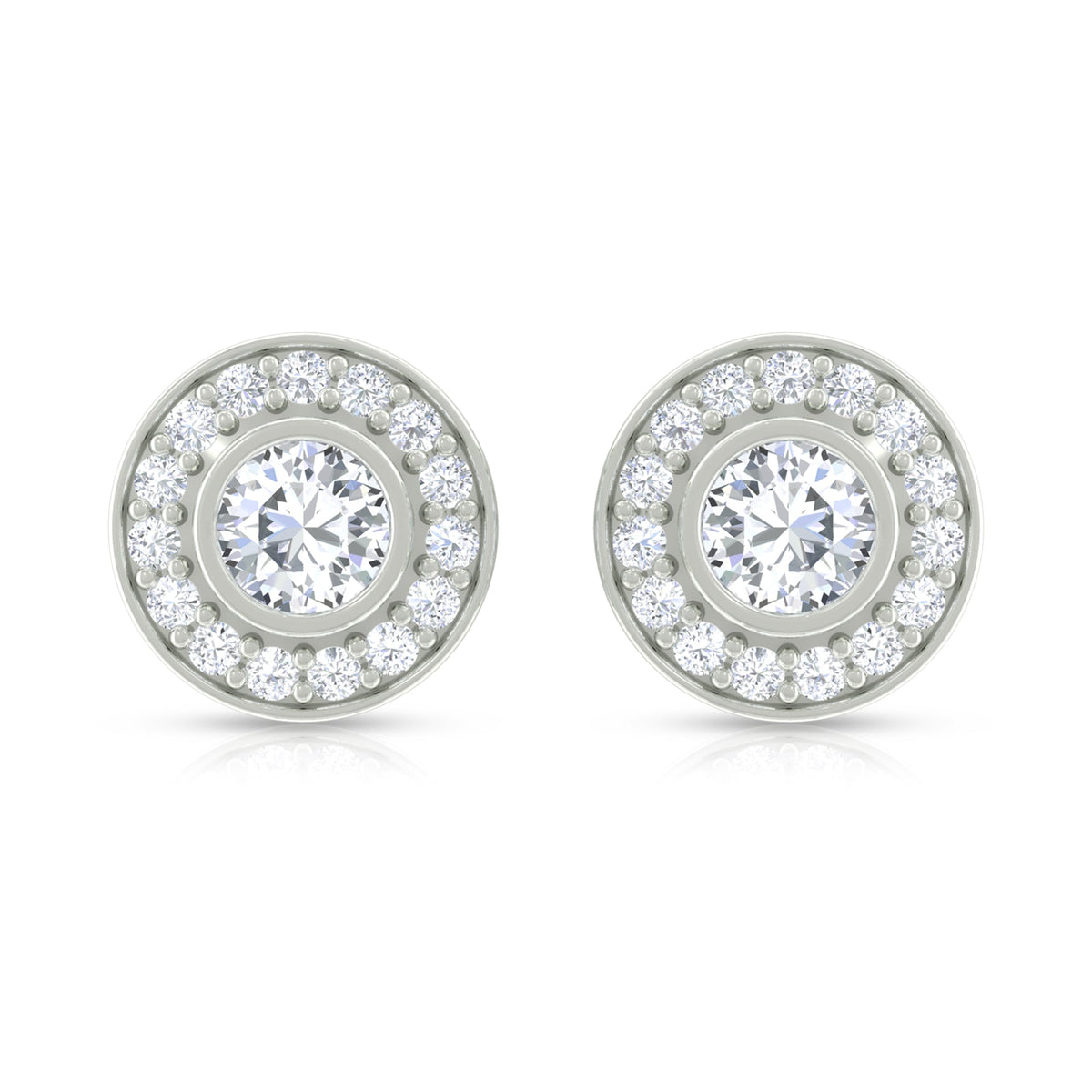 Round Moissanite Halo Stud Earrings for Women