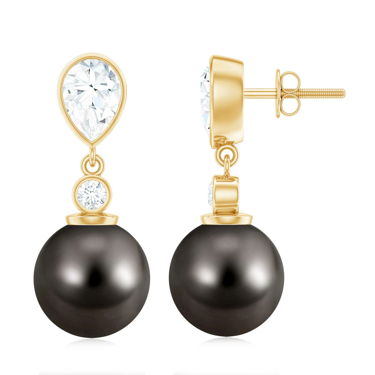 Certified 16 Carat Cultured Tahitian Black Drop Earrings for Women