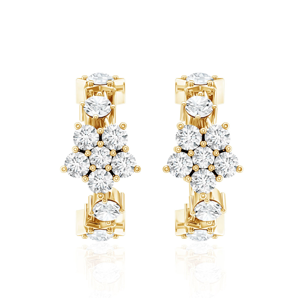 Certified Diamond Flower Hoop Earrings For Women