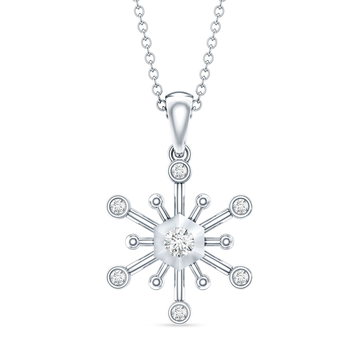 Diamond Snowflake Pendant Necklace for Women