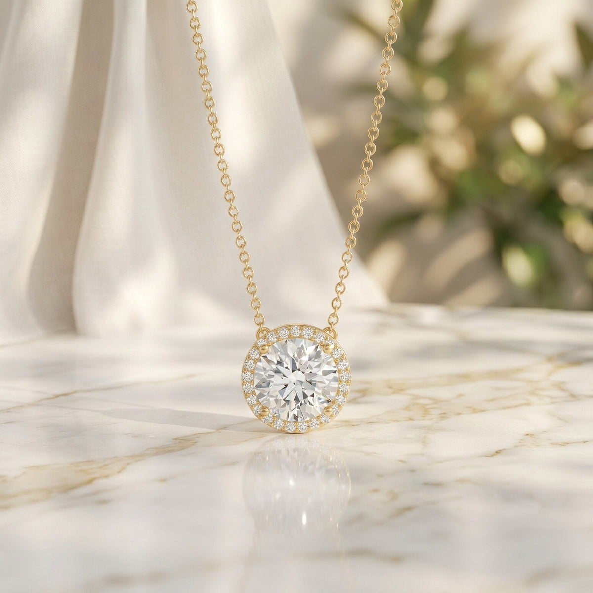 IGI Certified Round Lab Grown Diamond Wedding Necklace for Women