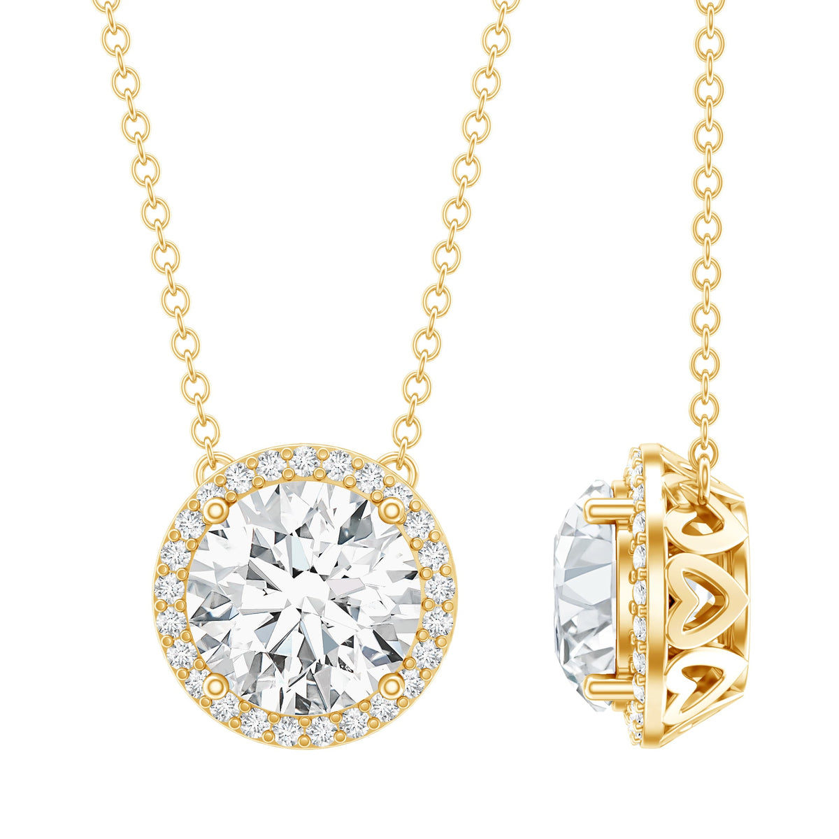IGI Certified 4 Carat Round Lab Grown Diamond Statement Necklace