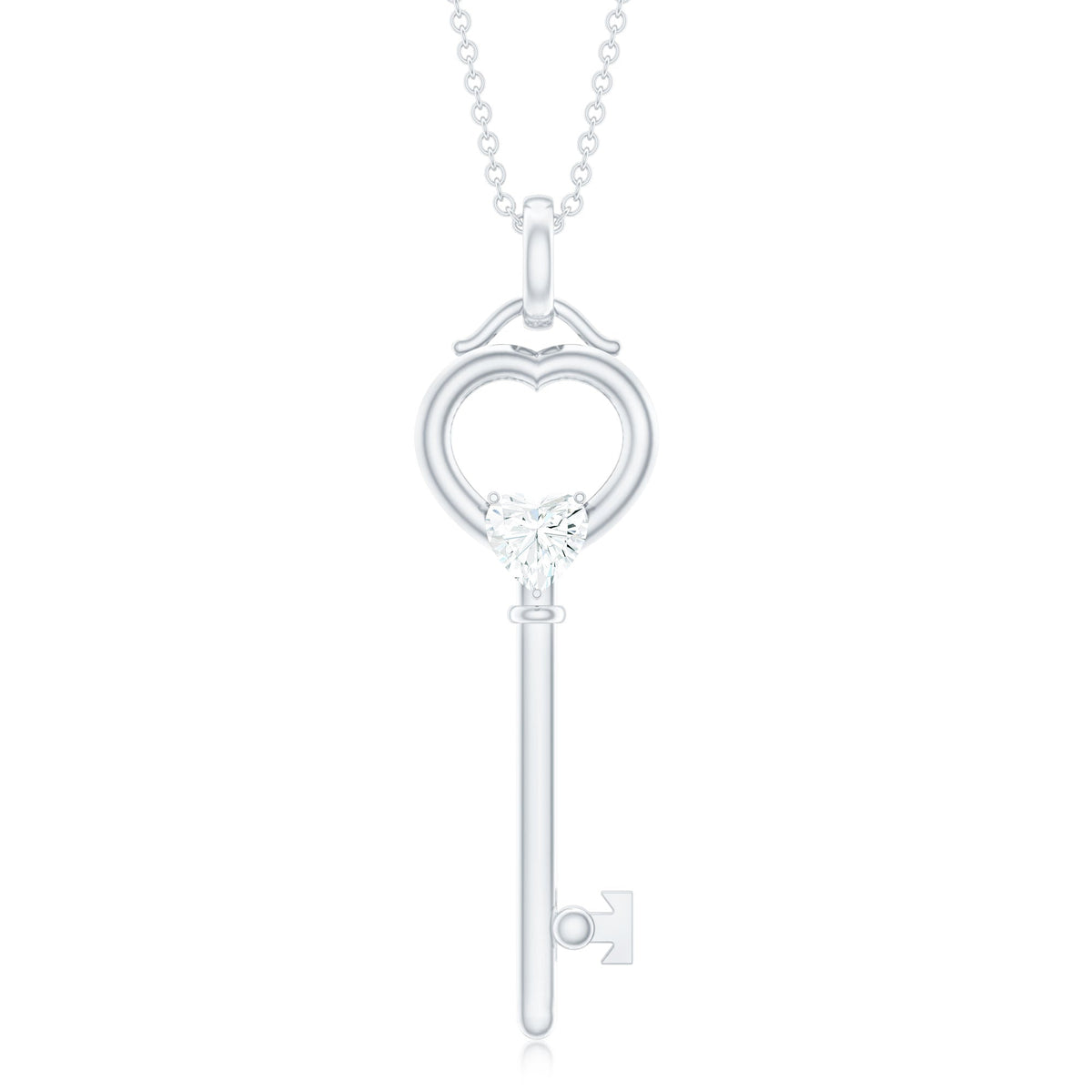 Certified Heart Shape Moissanite Key Necklace for Women