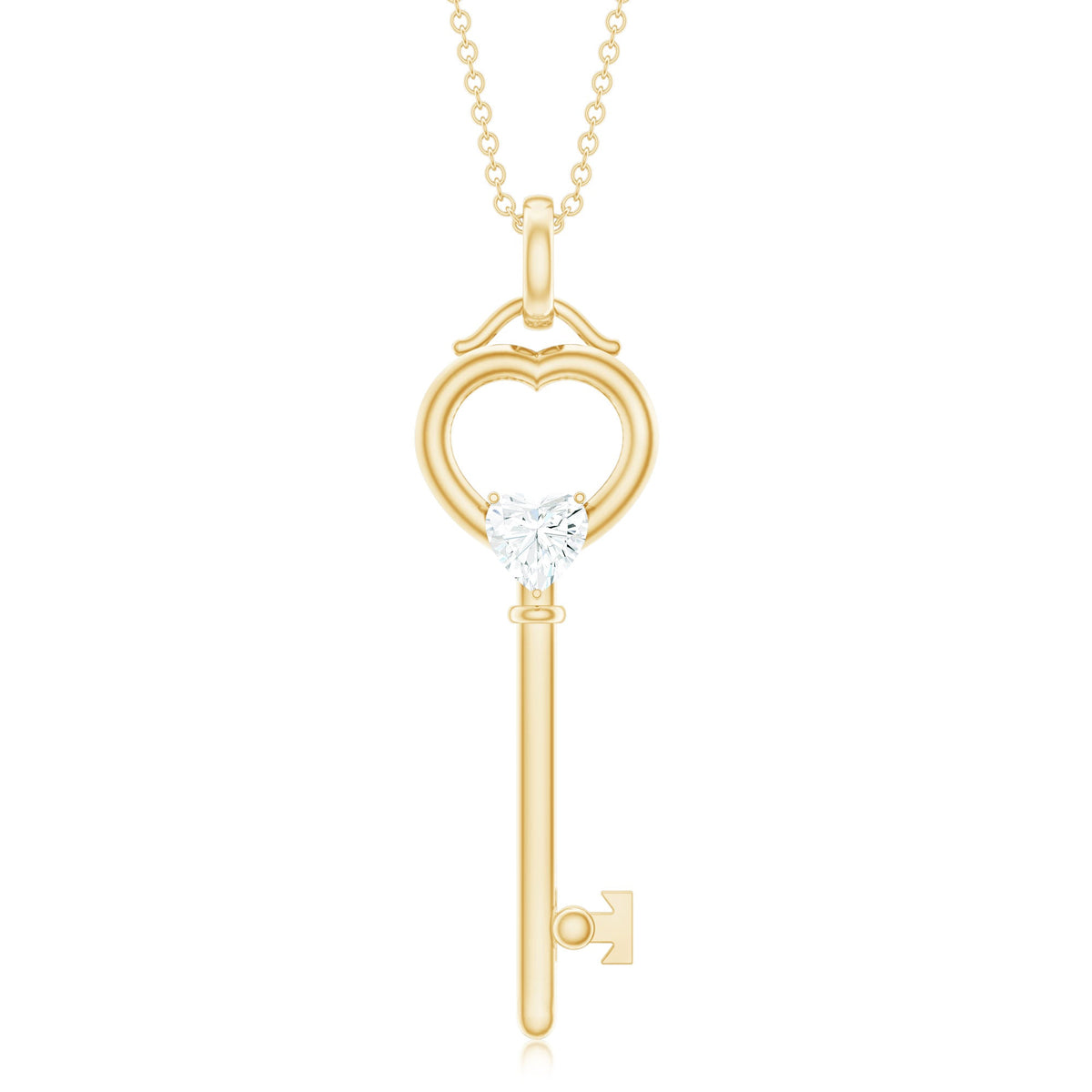 Certified Heart Shape Moissanite Key Necklace for Women