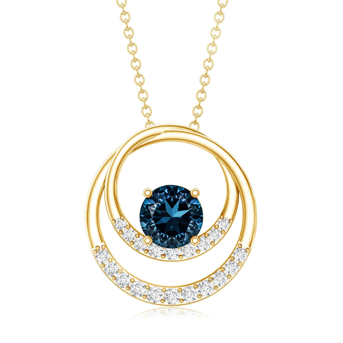 Real London Blue Topaz and Diamond Promise Necklace