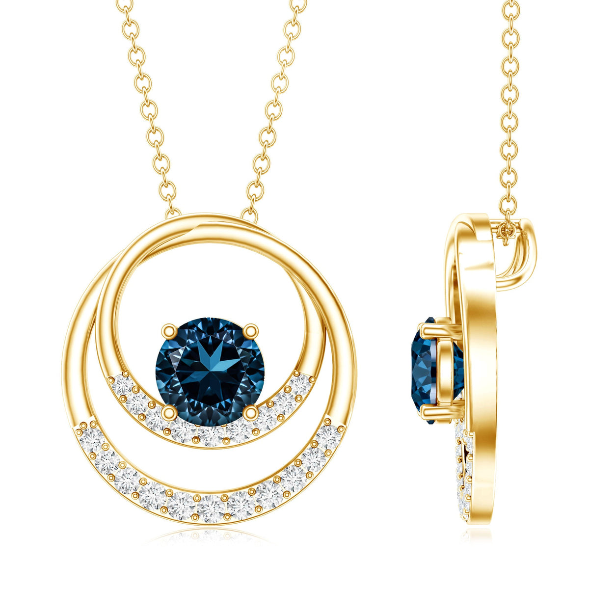 Real London Blue Topaz and Diamond Promise Necklace