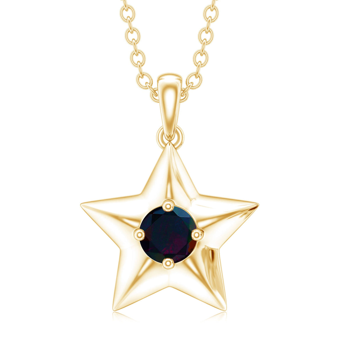 Real Half Carat Black Opal Star Pendant Necklace for Women