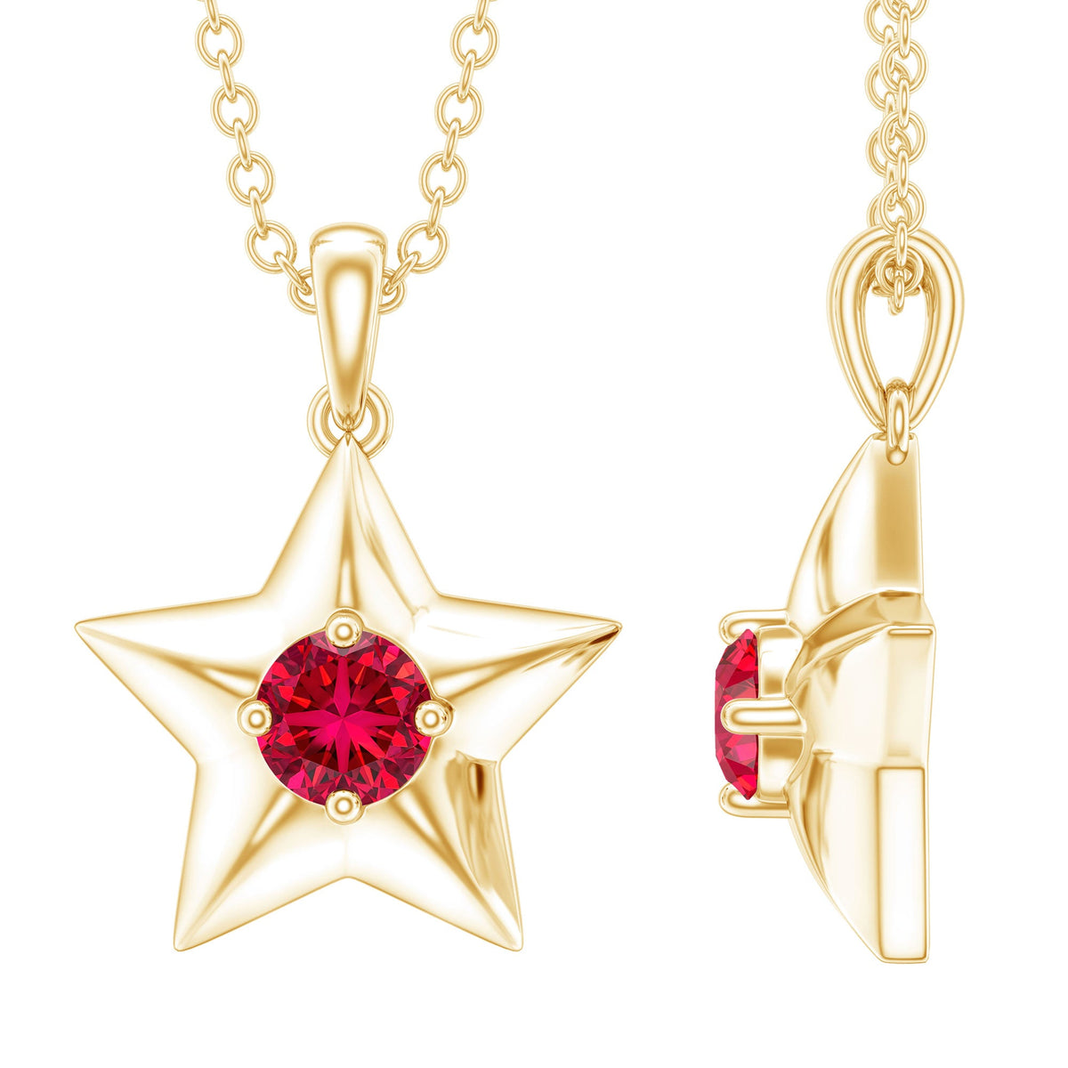 Certified Lab Created Ruby Star Pendant Necklace