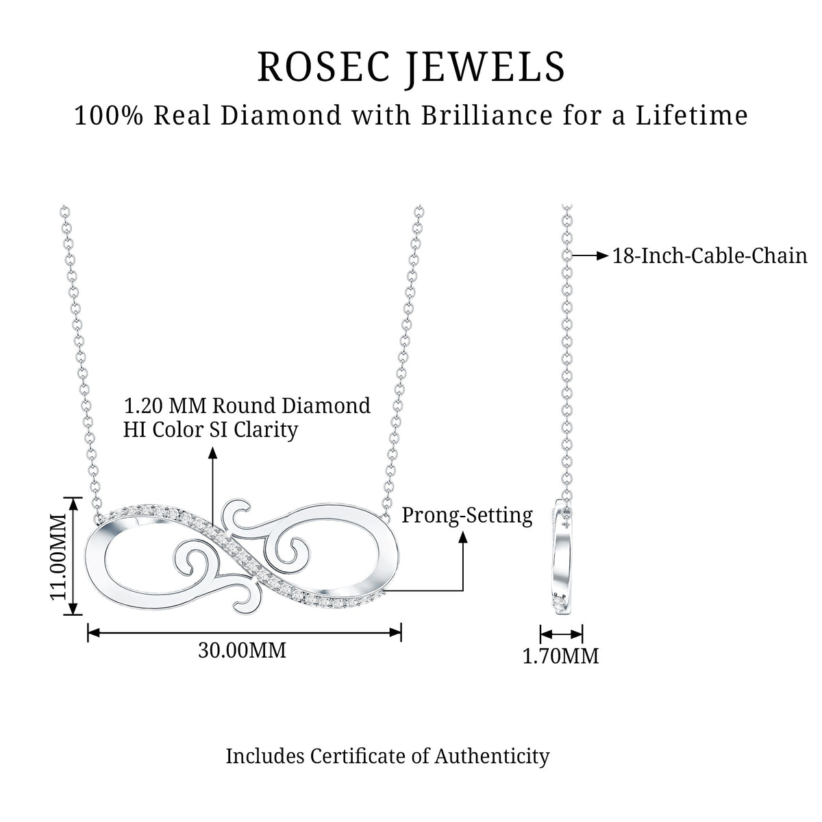 Certified Diamond Infinity Necklace in Prong Setting