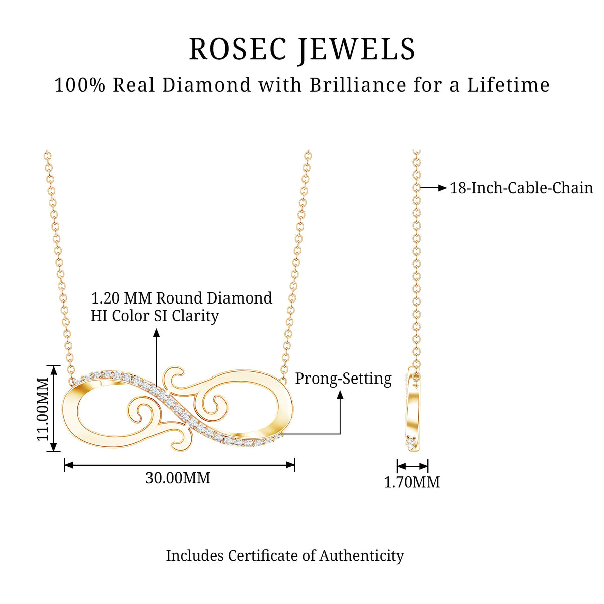 Certified Diamond Infinity Necklace in Prong Setting